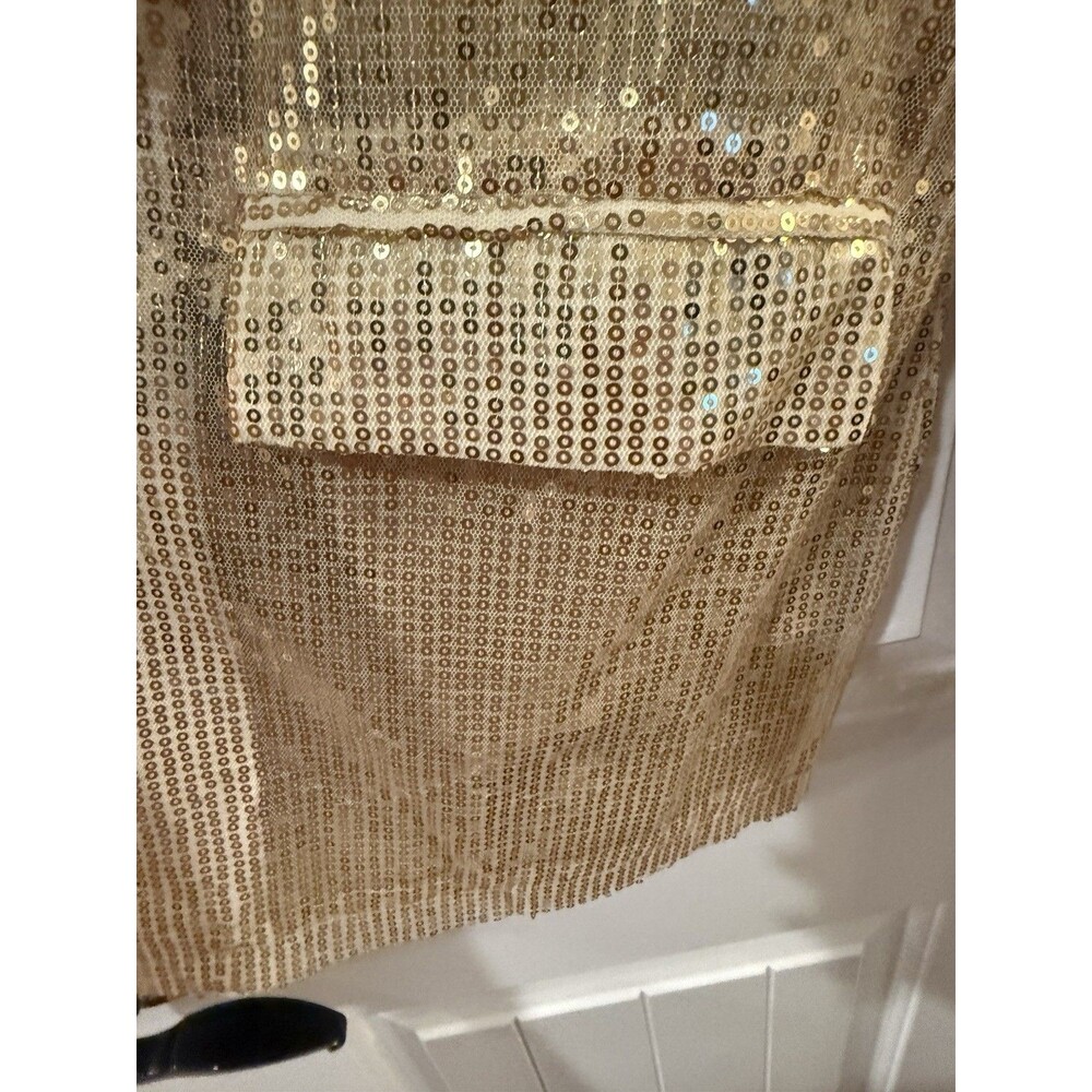 Carole Christian Gold sequin Blazer With Pockets Medium 100% Polyester - Picture 6 of 9
